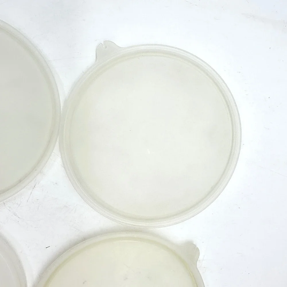 Tupperware Replacement Lids 4 Pack 800-48 Sheer White Round Plastic Vintage